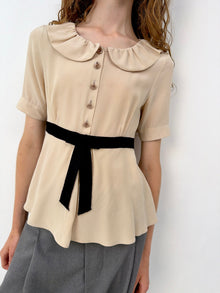 Fendi Beige & Black Bow Blouse thumbnail 1