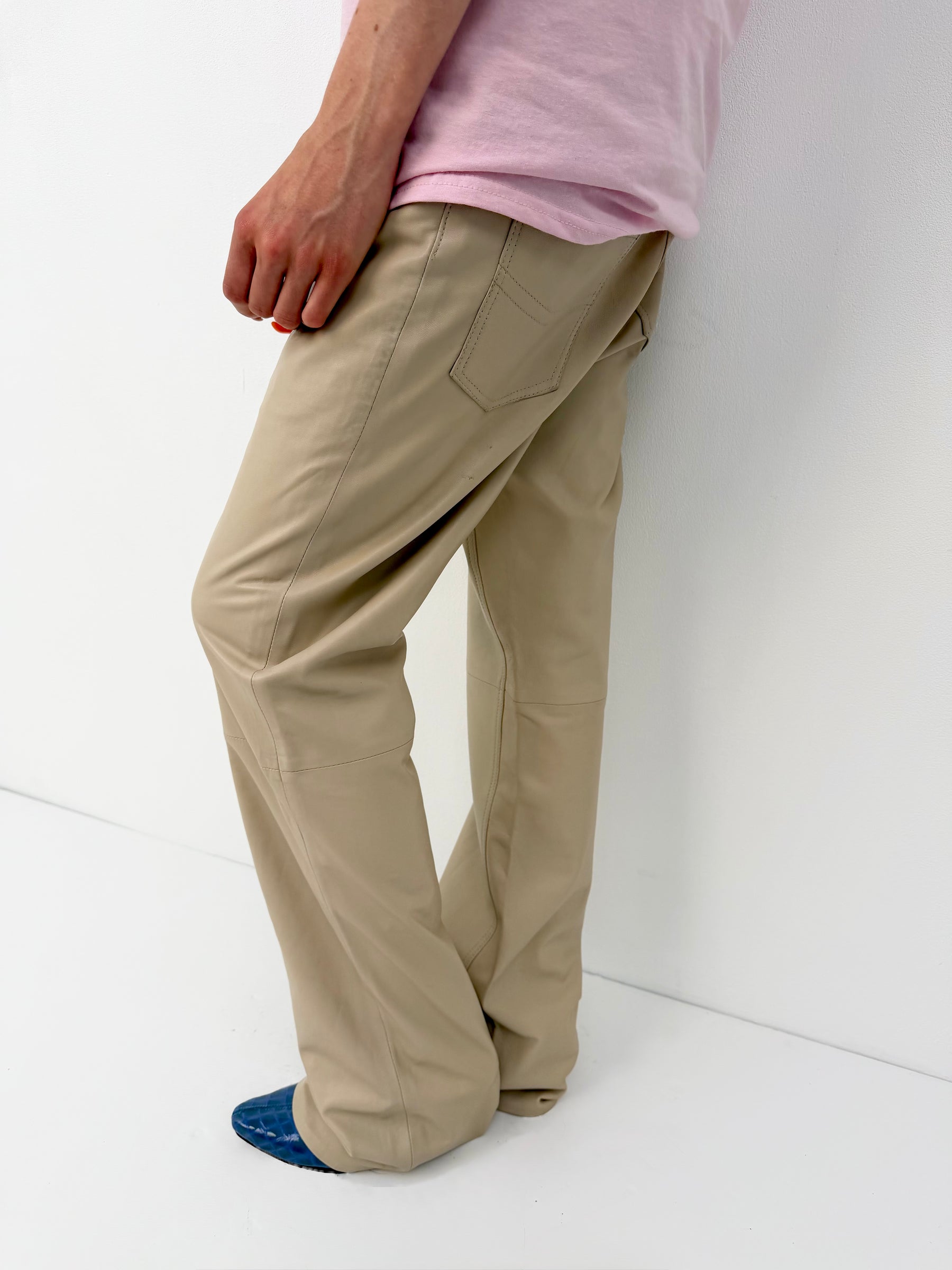 Beige Leather Pants