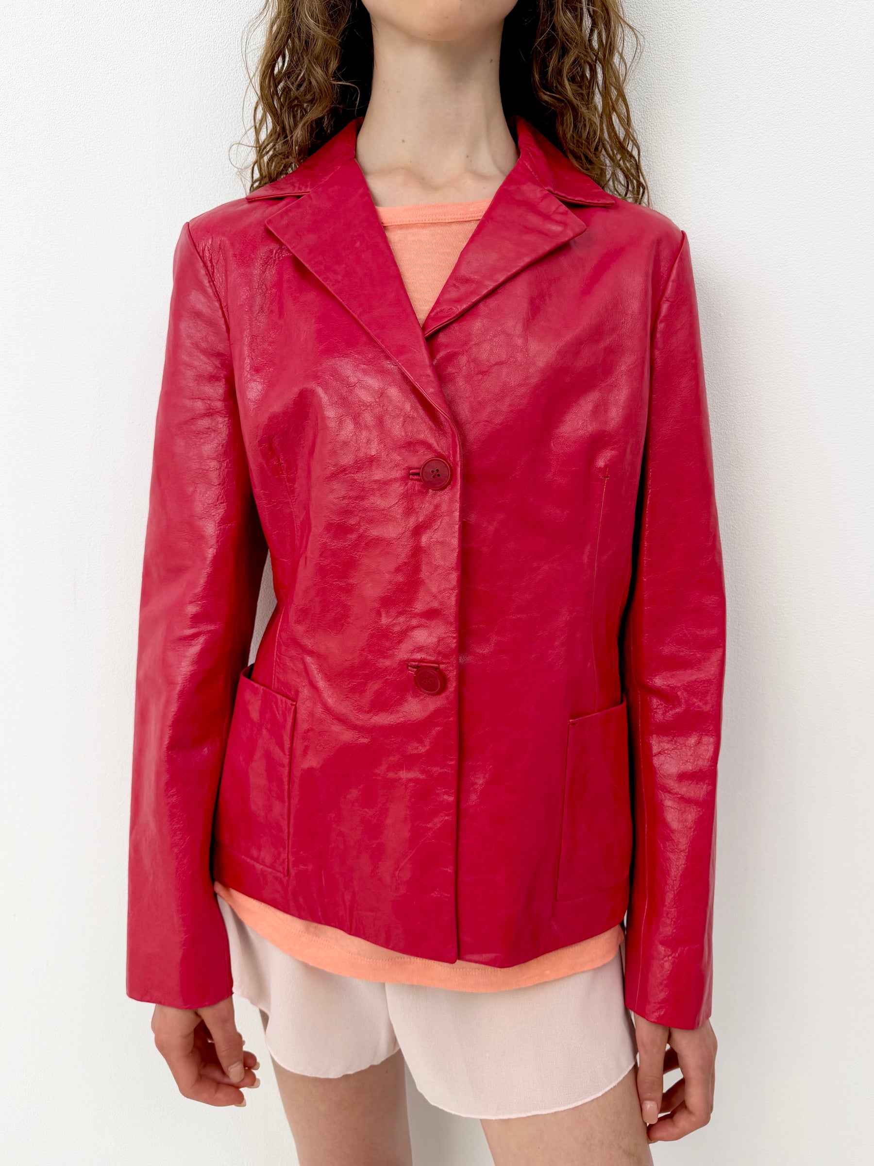 Jil Sander Red Leather Jacket