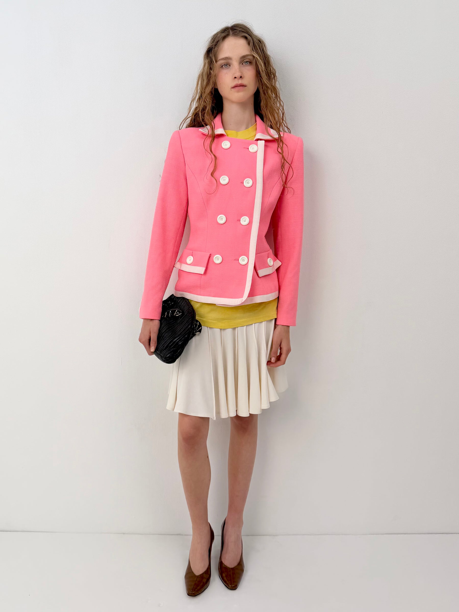 Pink & White Double Breasted Jacket