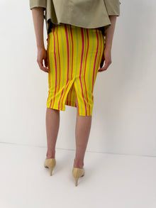 Versace Yellow Striped Knee Skirt thumbnail 5