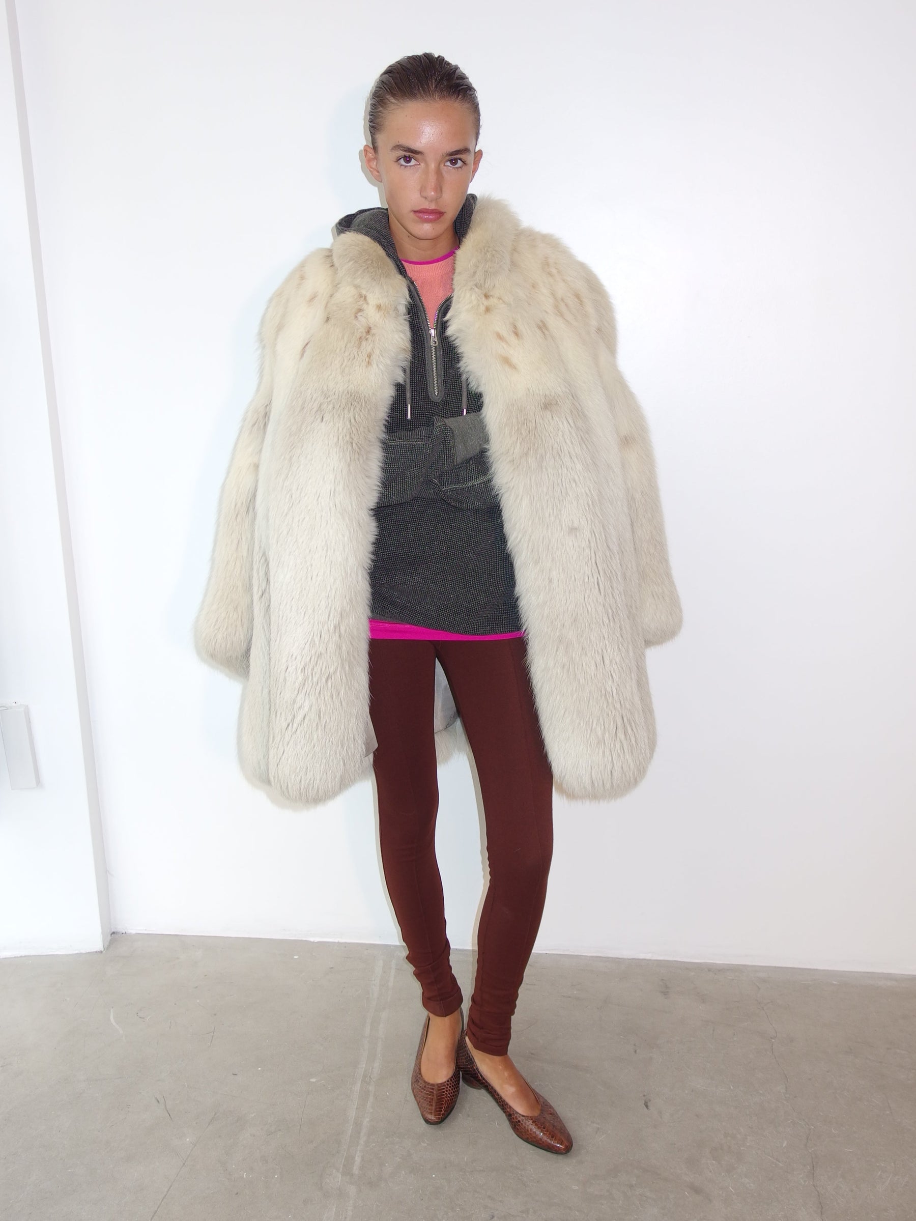 White Fox Lynx Fur Coat