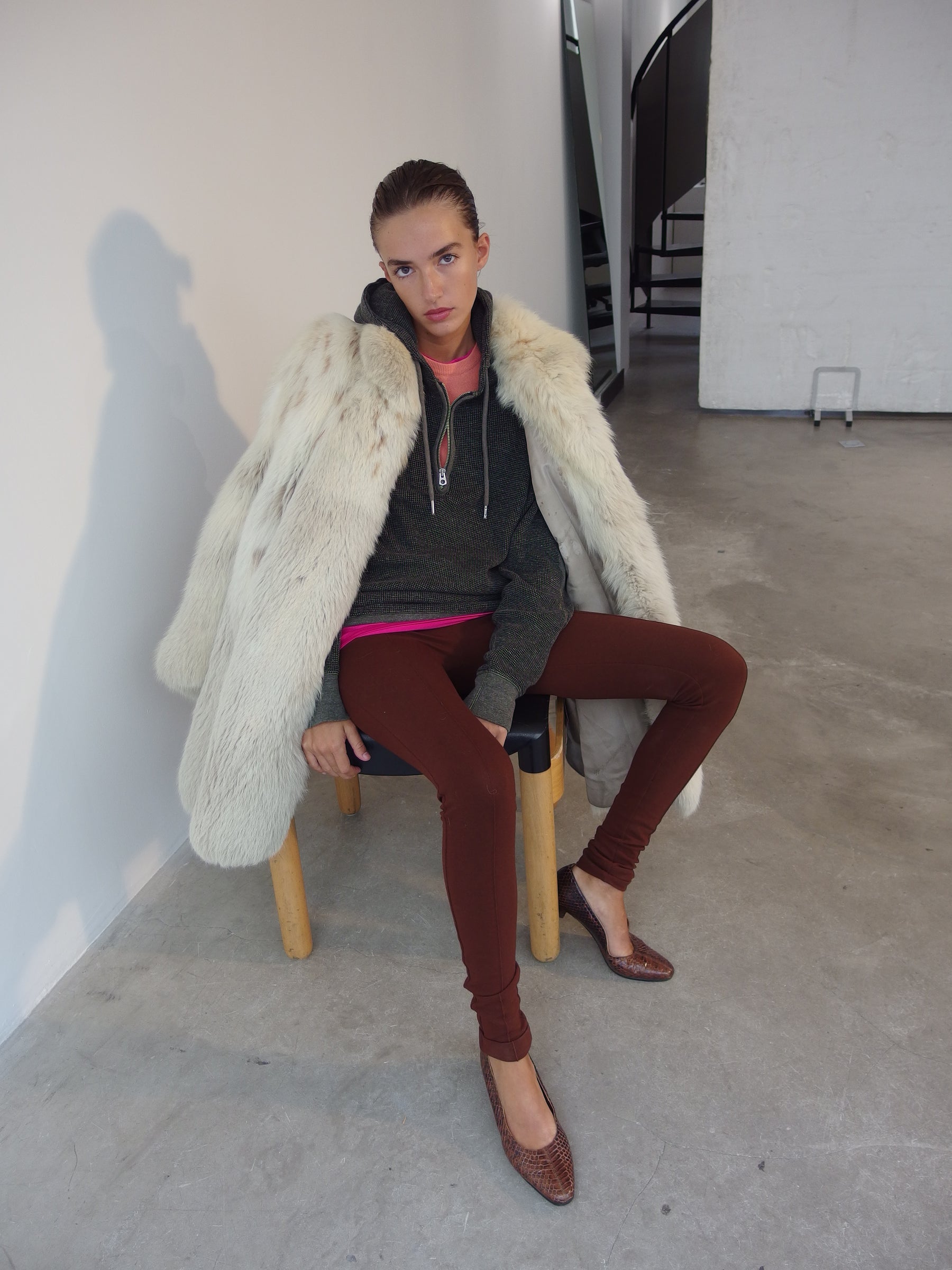 White Fox Lynx Fur Coat