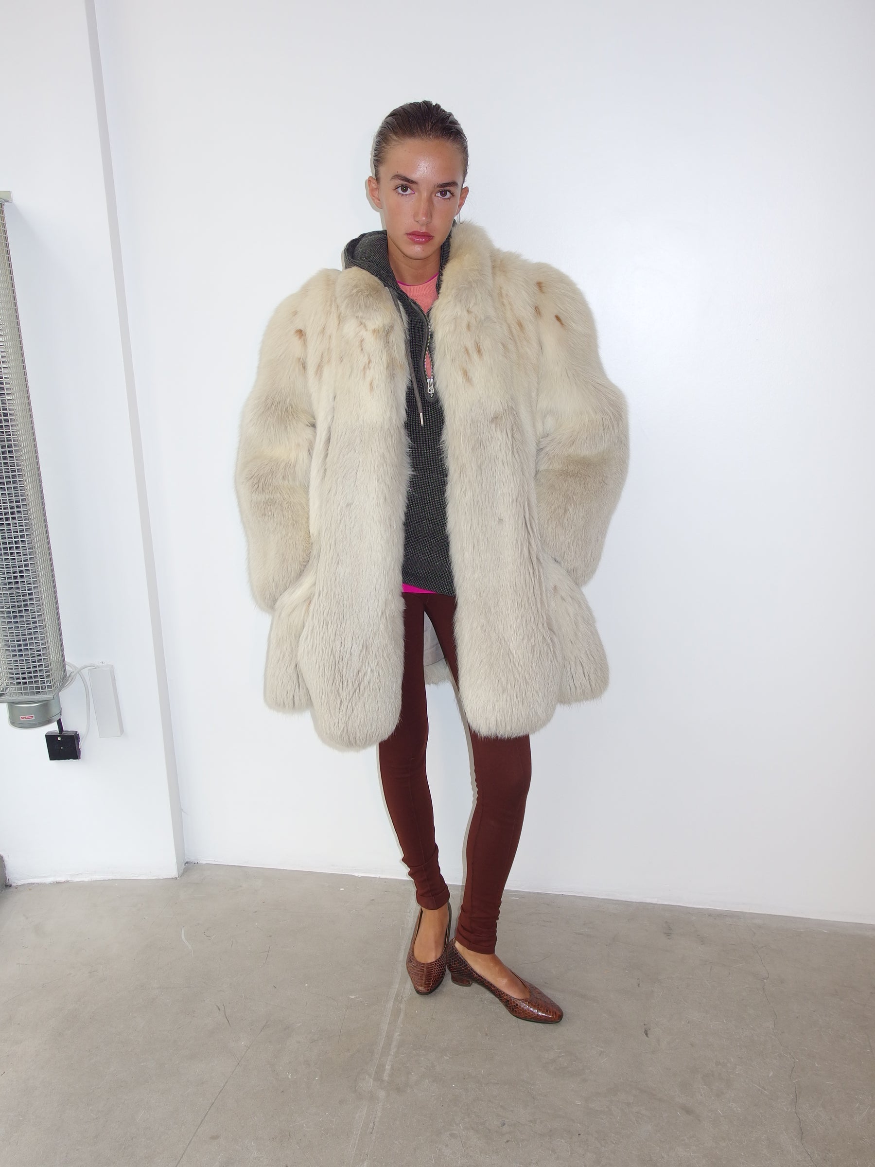 White Fox Lynx Fur Coat