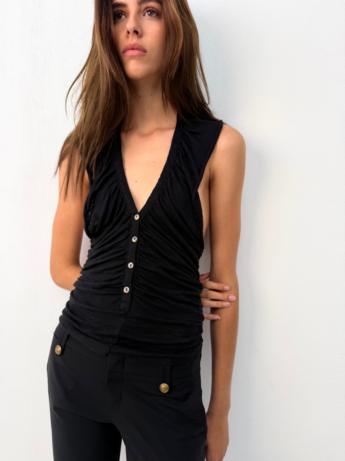 Linen Button Top