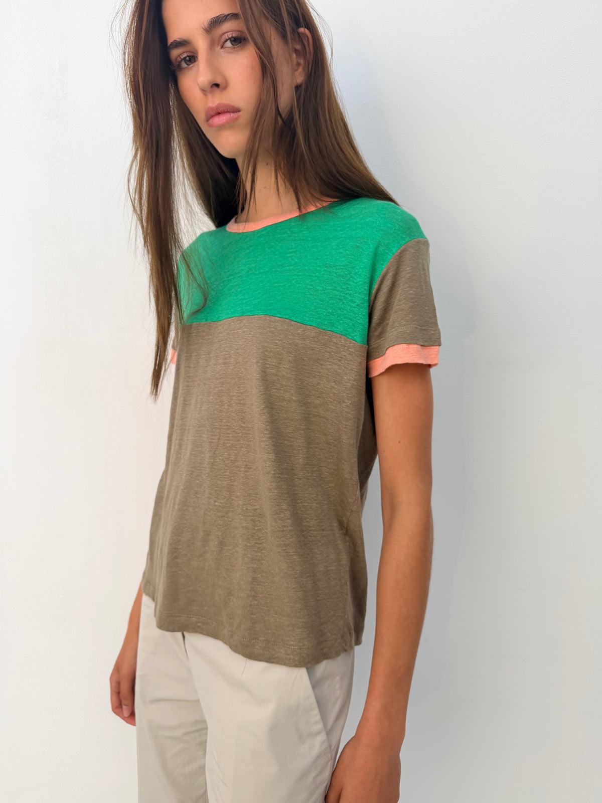 Patched Linen Short-Sleeve