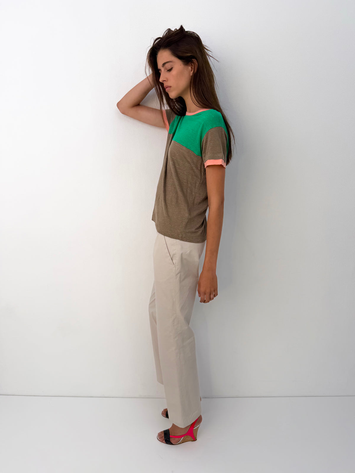 Patched Linen Short-Sleeve