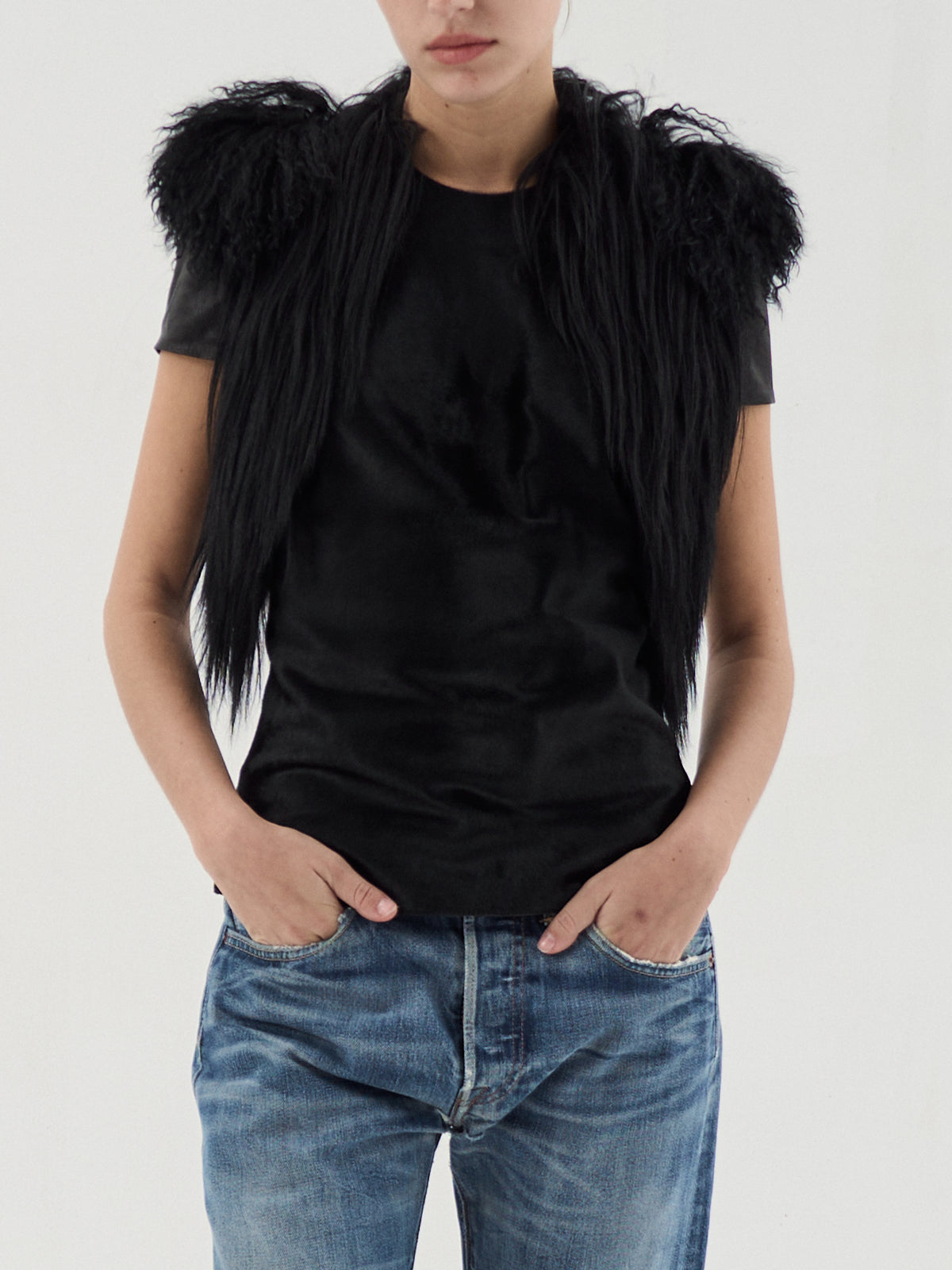 Leather and Fur Top - Plein Sud - additional