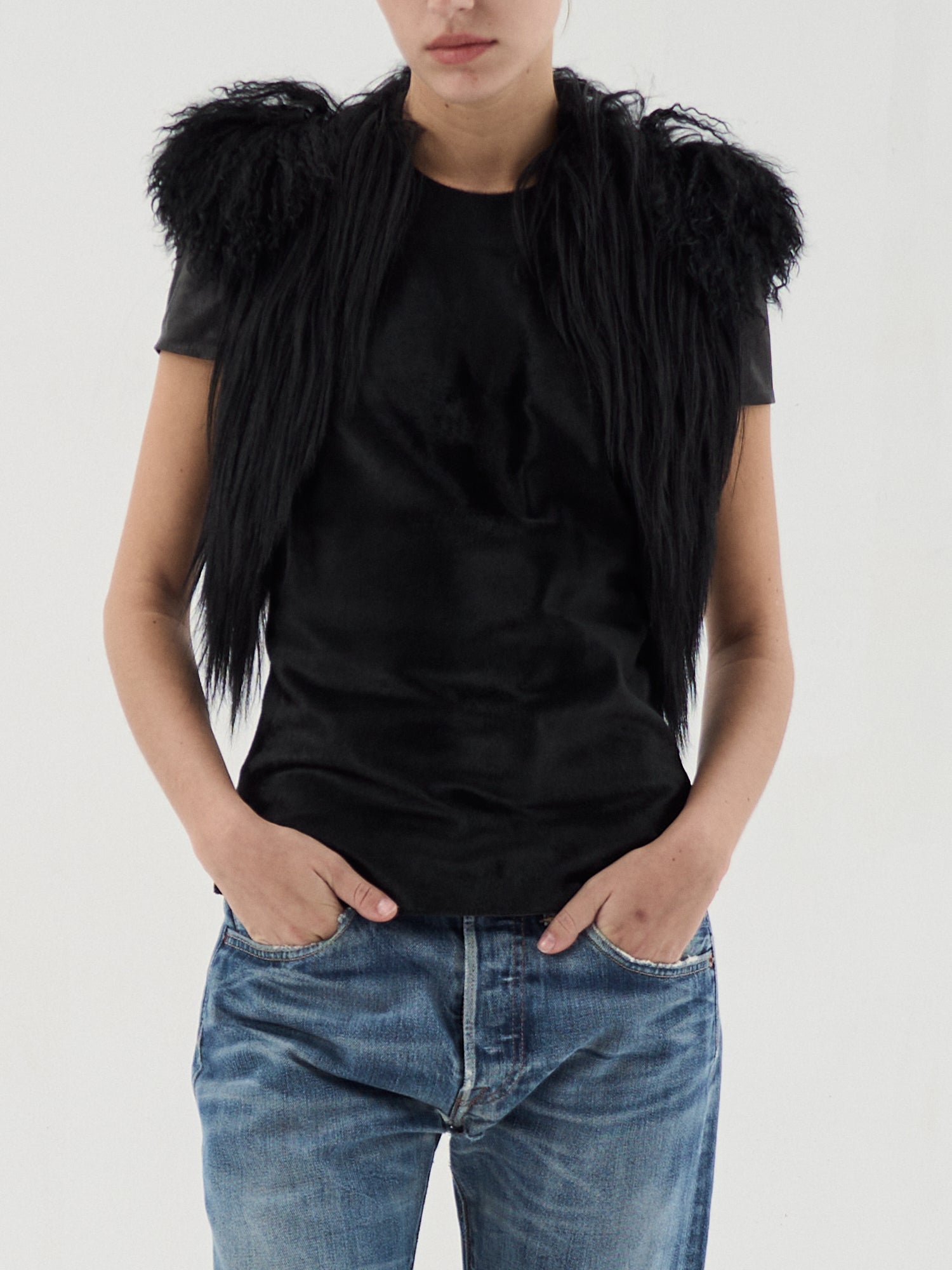 Leather and Fur Top - Plein Sud