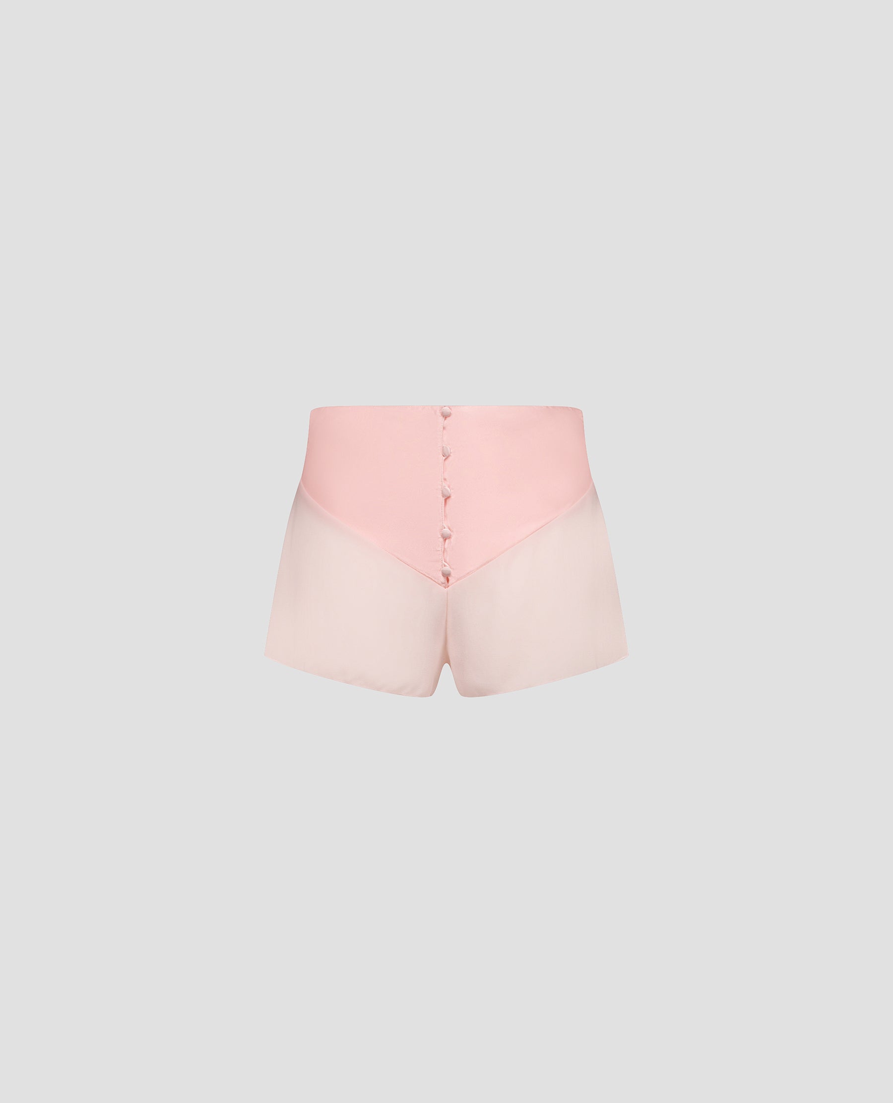Pink Lingerie Buttoned Silk Shorts